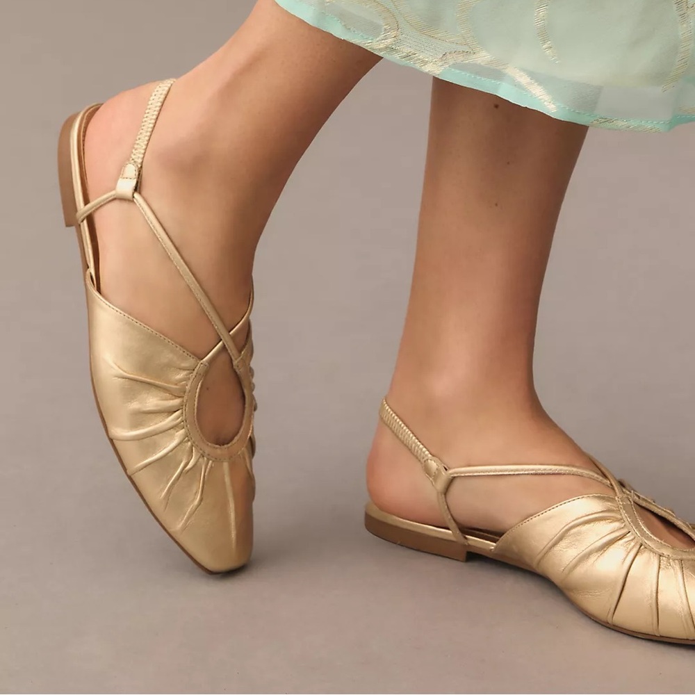 Maeve Gold Strappy Flats – Anthropologie